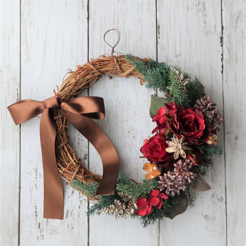クリスマス】赤バラのシックなクリスマスリース | etoile-irisee