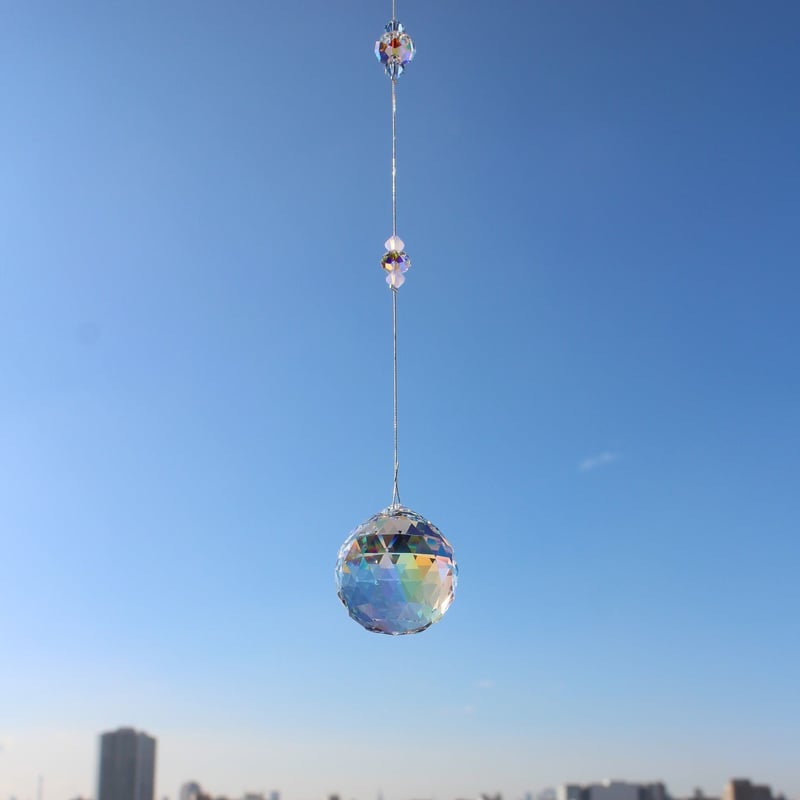 SWAROVSKI 50㎜ブルーABボール✩.*˚置き型サンキャッチャー 20㎜スワロフスキーのサンキャッチャー（シンプルライン） | etoile-irisee モビール