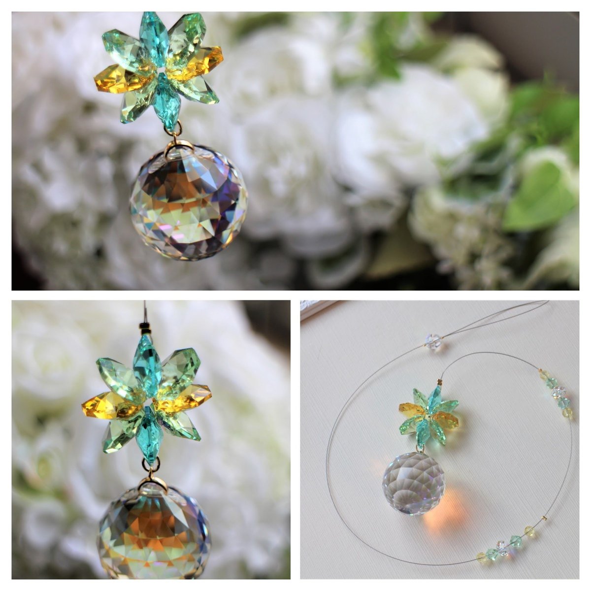ちゃみブルーAB &バイオレットSWAROVSKI ✩.*サンキャッチャー レインボーフラワーのサンキャッチャー | etoile-irisee