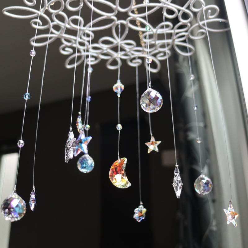 ちゃみブルーAB &バイオレットSWAROVSKI ✩.*サンキャッチャー K9ガラスビッグペンダント装飾 サンキャッチャーをぶら下げ