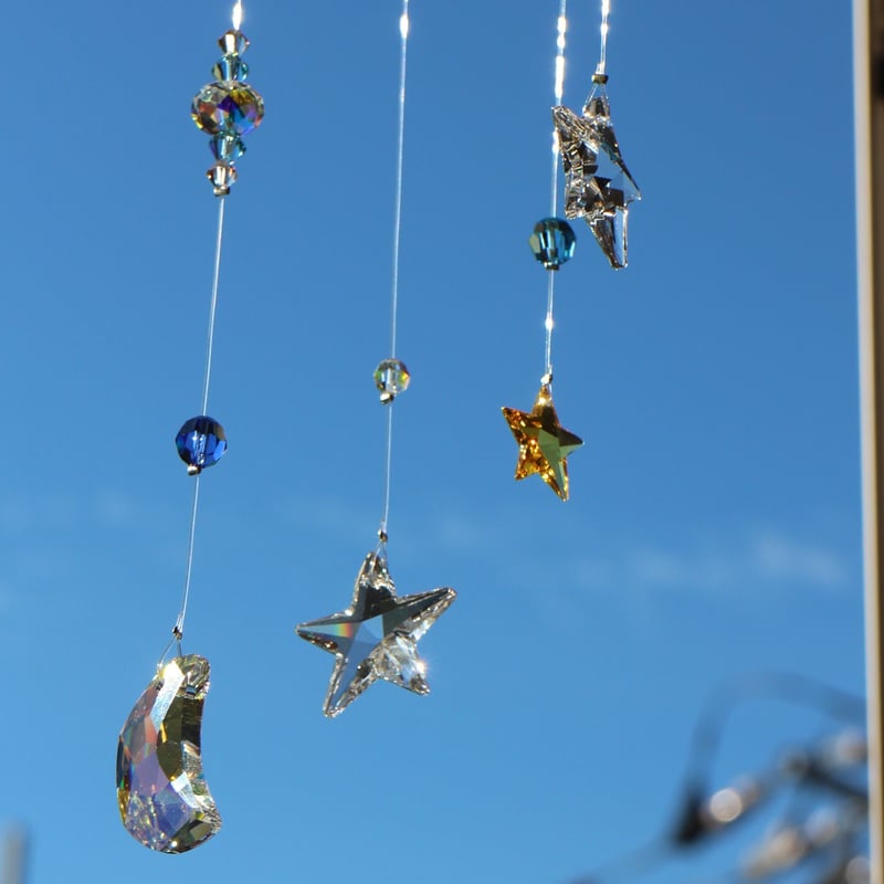 クリスタル　モビール　サンキャッチャー　スターダスト　星　月　スワロフスキー クリスタル モビール サンキャッチャー スターダスト 星 月