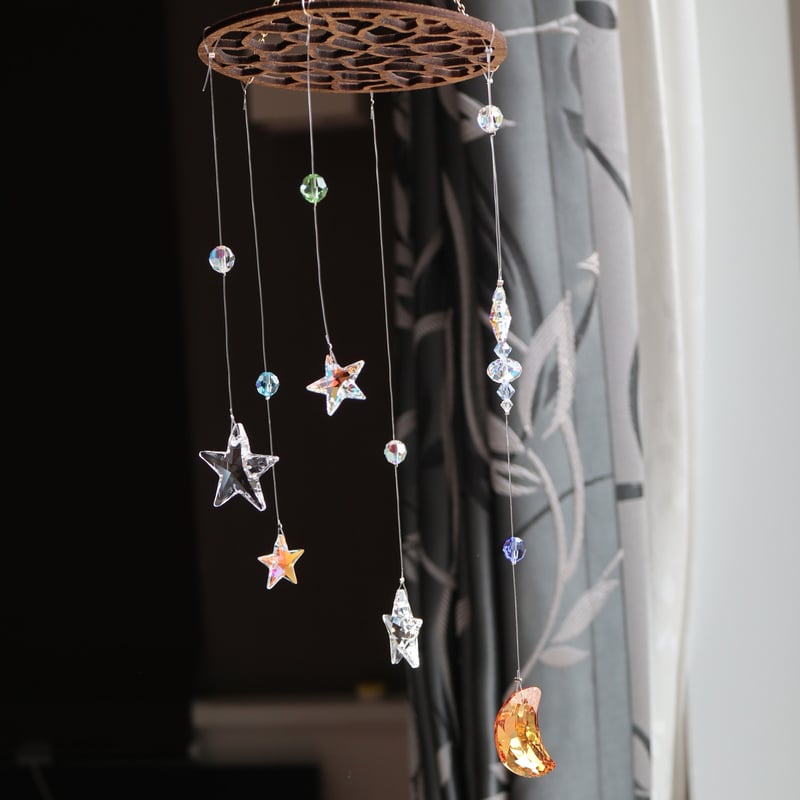 月と星のサンキャッチャーモビール | etoile-irisee