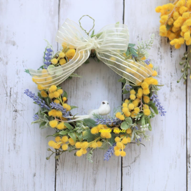 ミモザとラベンダーの春色リース（小） | etoile-irisee