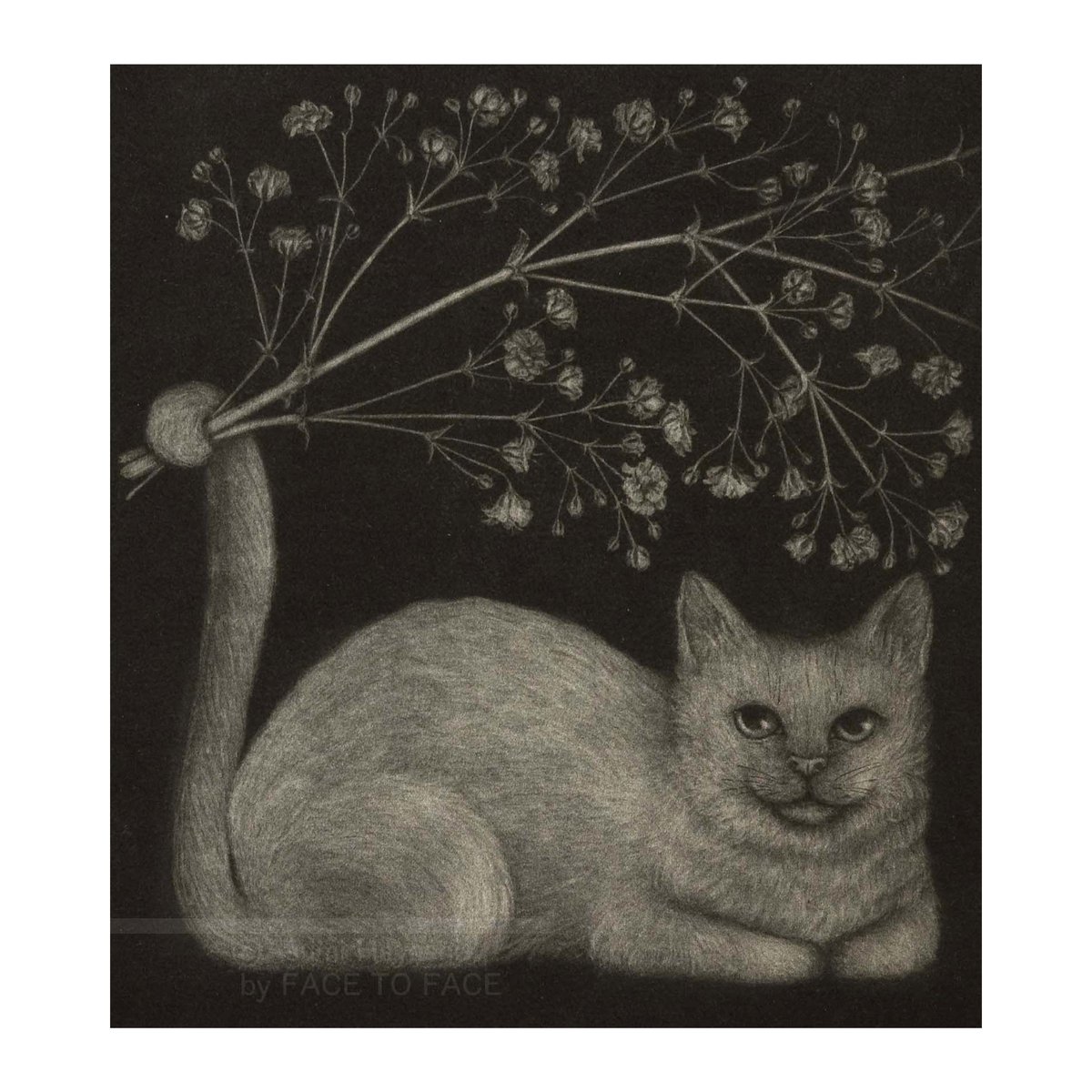 林 明日美作品 花摘みねこ・かすみ草 | FACE TO FACE WEB GALLERY