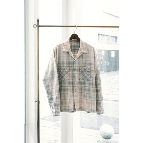 Name. : COTTON FLANNEL PLAID OPEN COLLAR SHIRT : DISTRESSED