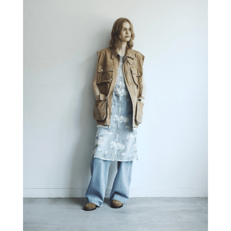 JOHN MASON SMITH / JANE SMITH : SULFUR DYE HEAVY DUCK CLOTH OVERSIZED HUNTING VEST