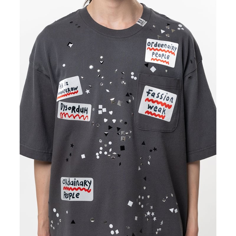 トップス Mihara Yasuhiro EMBELLISHED T-Shirt Maison MIHARA YASUHIRO : Embellished Sticker T-