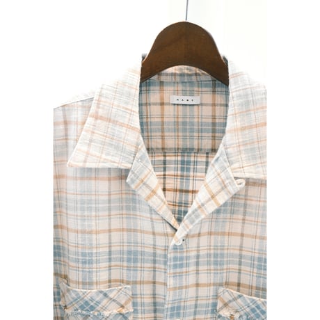 Name. : COTTON FLANNEL PLAID OPEN COLLAR SHIRT : DISTRESSED