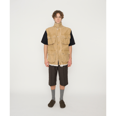 JOHN MASON SMITH / JANE SMITH : SULFUR DYE HEAVY DUCK CLOTH OVERSIZED HUNTING VEST