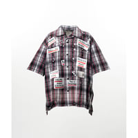 Maison MIHARA YASUHIRO : Embellished Sticker Short Sleeve Check Shirt