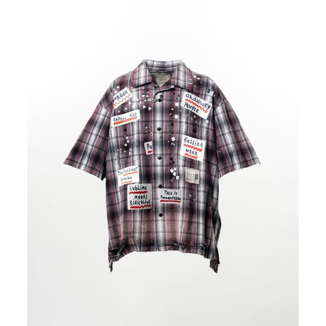Maison MIHARA YASUHIRO : Embellished Sticker Short Sleeve Check Shirt