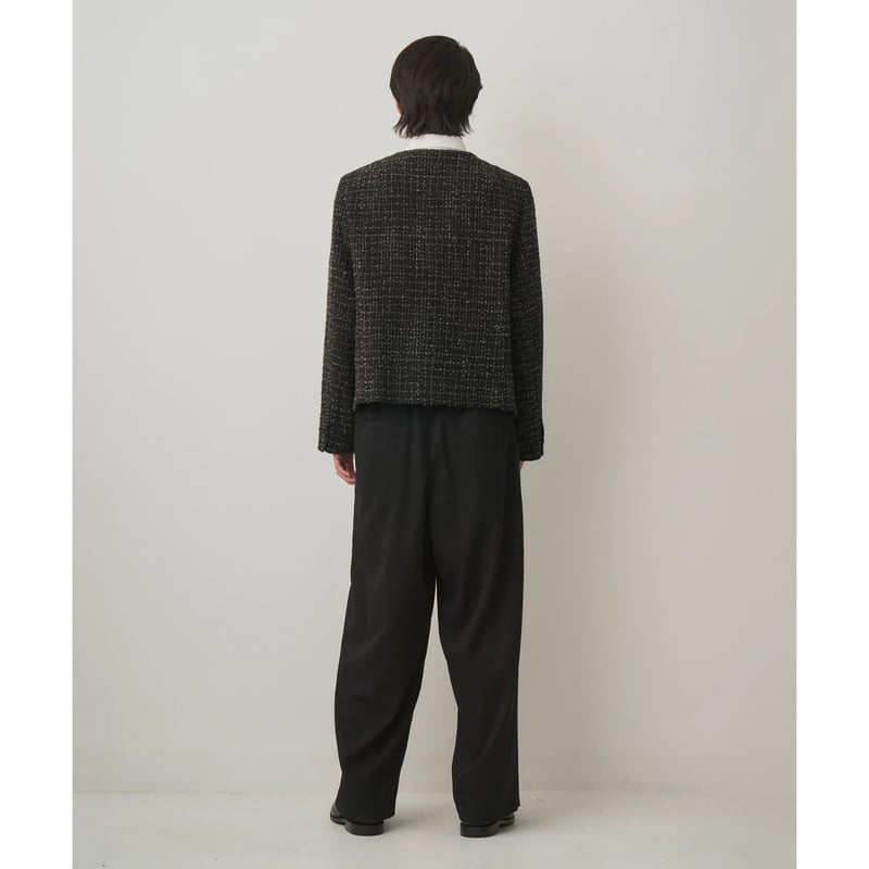 ジャケット・アウター JUHA FANCY TWEED NO-COLLAR JACKET 25AW 4 25AW】JUHA FANCY TWEED NO-COLLAR JACKET - BLACK | NOUVERTEmagazine