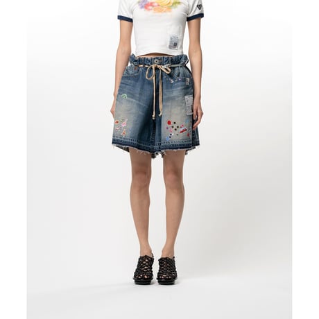 Maison MIHARA YASUHIRO : Kids Sticker Printed Denim Gather Shorts