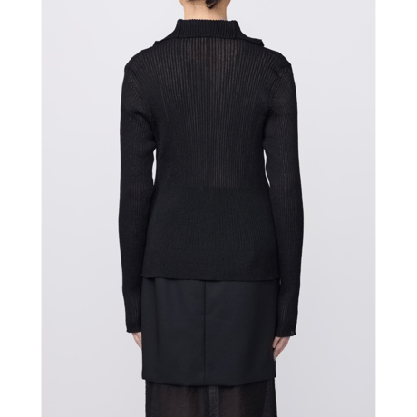 IRENISA : HIGH-NECK RIB KNIT CARDIGAN