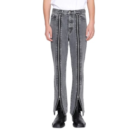 JOHN LAWRENCE SULLIVAN : WASHED DENIM ZIPPED PANTS