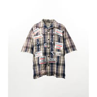 Maison MIHARA YASUHIRO : Embellished Sticker Short Sleeve Check Shirt