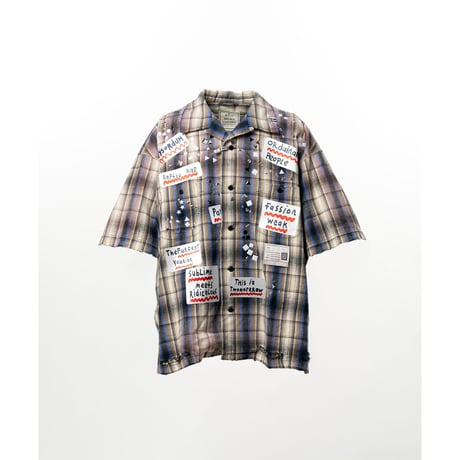 Maison MIHARA YASUHIRO : Embellished Sticker Short Sleeve Check Shirt