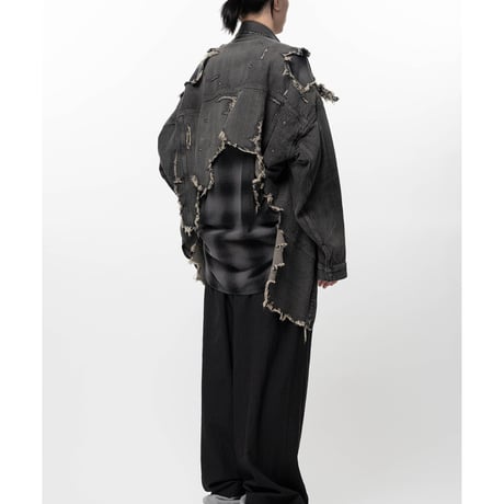 Maison MIHARA YASUHIRO : Check Shirt Layered Denim Jacket