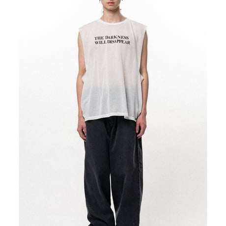 KAMIYA : Typography Print Sheer Jersey Sleeveless T-shirt