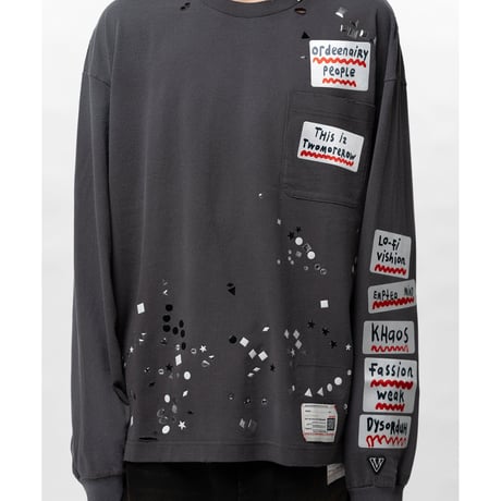 Maison MIHARA YASUHIRO :Embellished Sticker Long Sleeve T-shirt