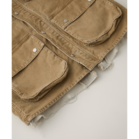 JOHN MASON SMITH / JANE SMITH : SULFUR DYE HEAVY DUCK CLOTH OVERSIZED HUNTING VEST