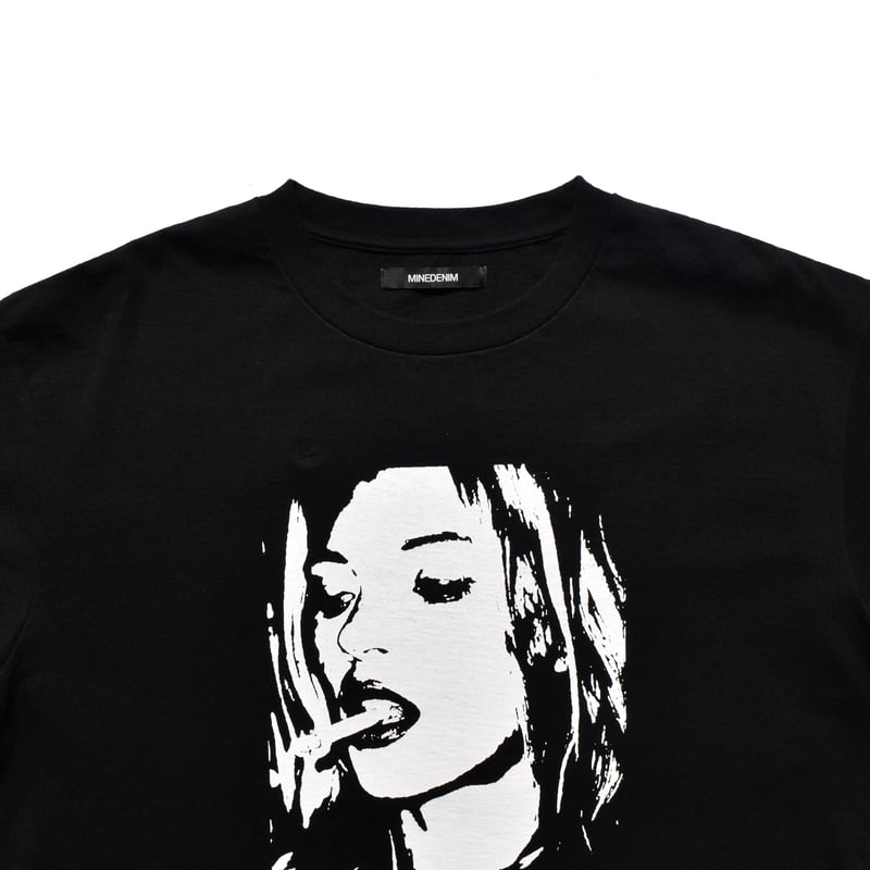 トップス MINEDENIM Monochrome Two tone Face MINEDENIM : Monochrome Two tone Face Crewneck T