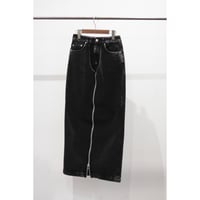 JOHN LAWRENCE SULLIVAN : WASHED DENIM ZIPPED LONG SKIRT