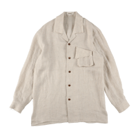 sulvam : Linen Open Collar Shirt