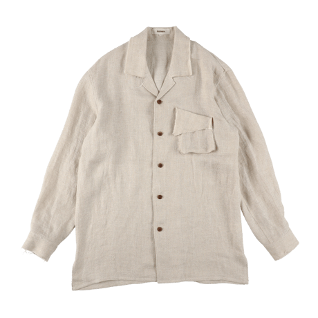 sulvam : Linen Open Collar Shirt