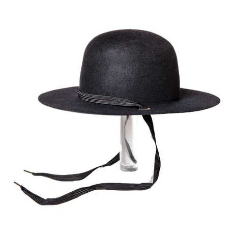 The Letters:WIDE BRIM OPEN CROWN CHOKER HAT -RABBIT FUR-