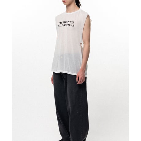 KAMIYA : Typography Print Sheer Jersey Sleeveless T-shirt
