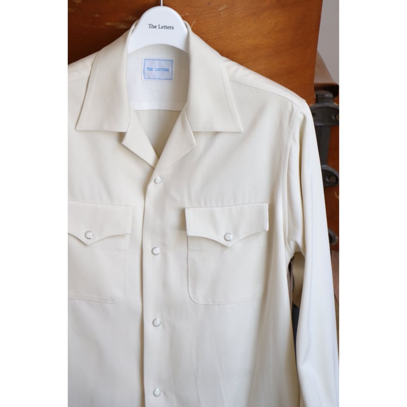 The Letters : OPEN COLLAR SHIRT -RAYON GABARDIN