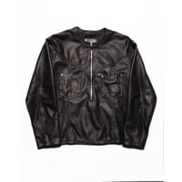 The Letters:COLLARLESS PULL OVER SHIRT -GOAT SKIN-