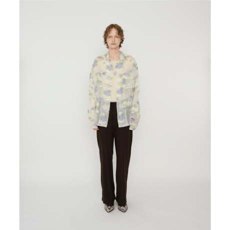 JOHN MASON SMITH / JANE SMITH : FLOWER JACQUARD OPEN COLLAR SHIRT