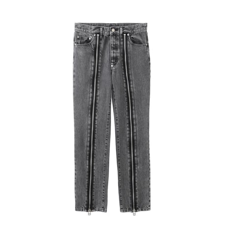 JOHN LAWRENCE SULLIVAN : WASHED DENIM ZIPPED PANTS