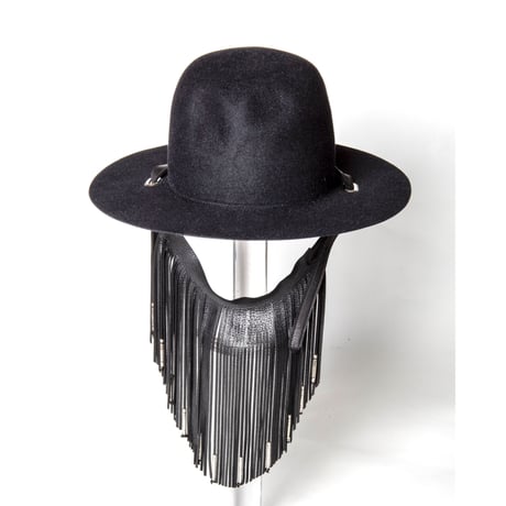 The Letters:WIDE BRIM OPEN CROWN CHOKER HAT -RABBIT FUR-