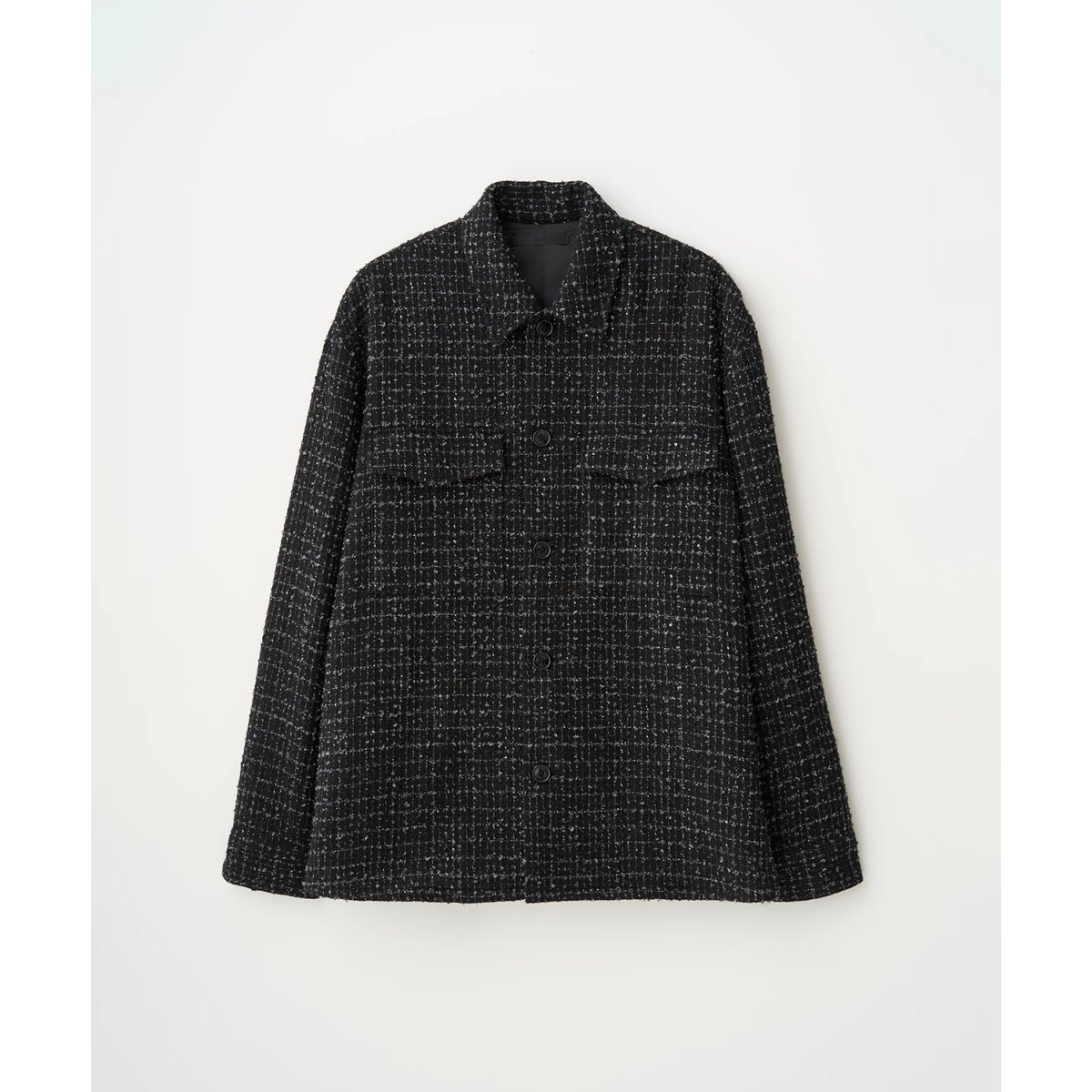 ジャケット・アウター JUHA FANCY TWEED NO-COLLAR JACKET 25AW 4 25AW】JUHA FANCY TWEED NO-COLLAR JACKET - BLACK | NOUVERTEmagazine