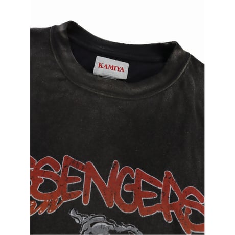 KAMIYA : ″Motorbike Messengers″ Distressed T-shirt