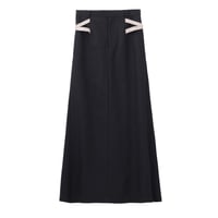 JOHN LAWRENCE SULLIVAN : WOOL DOBBY SIDE STRAP SKIRT