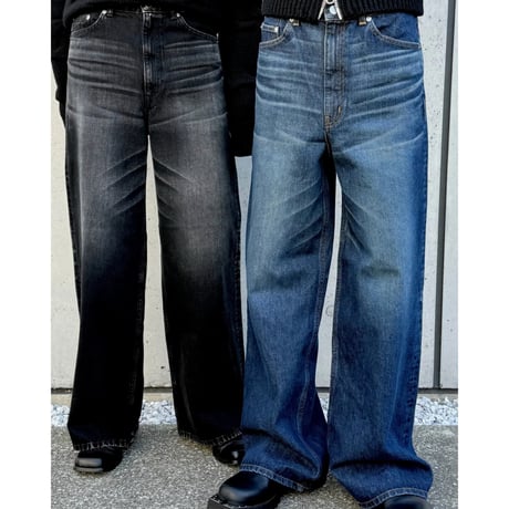 JOHN LAWRENCE SULLIVAN : WASHED DENIM WIDE PANTS