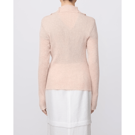 IRENISA : HIGH-NECK RIB KNIT CARDIGAN