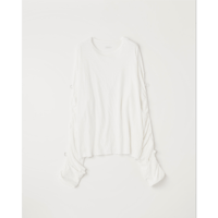NAME. : GATHERED LONG SLEEVE TEE : MUSLIN
