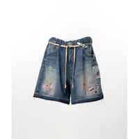 Maison MIHARA YASUHIRO : Kids Sticker Printed Denim Gather Shorts