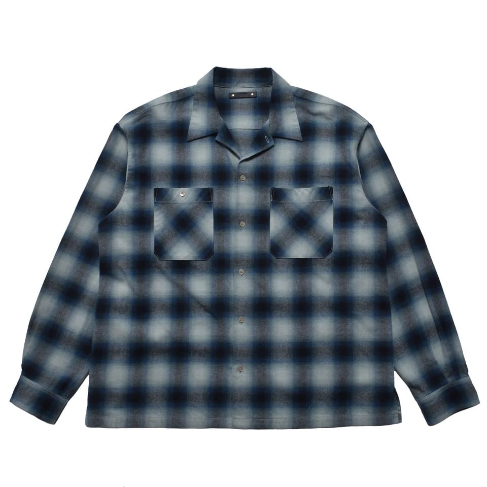 MINEDENIM : C.Flannel Ombre Open Collar SH | BI