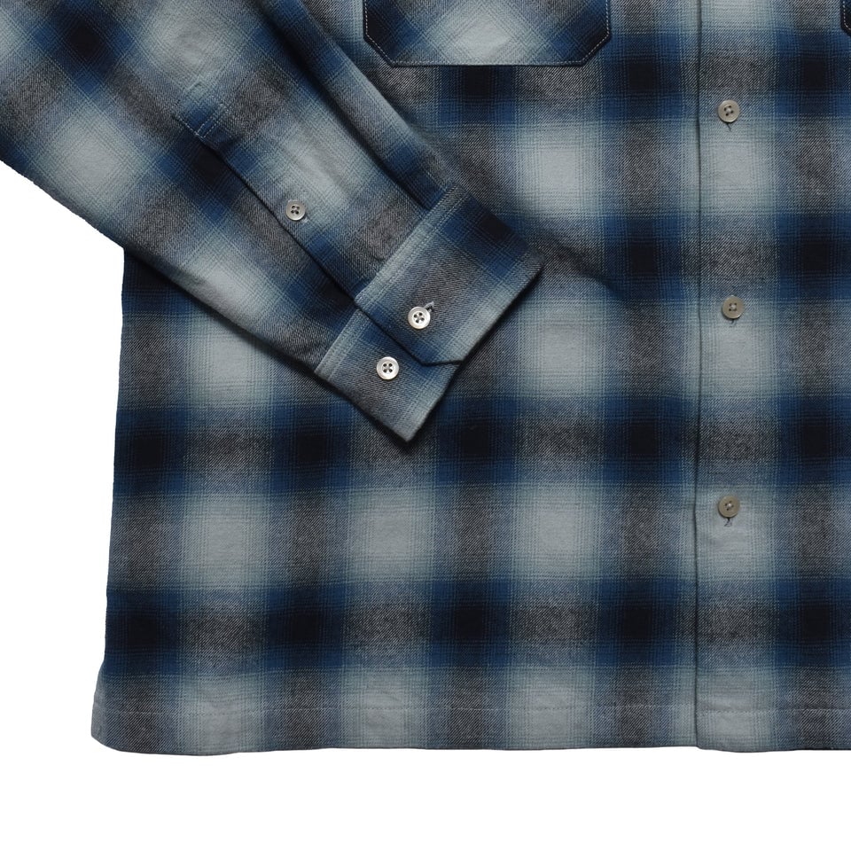 MINEDENIM : C.Flannel Ombre Open Collar SH | BI