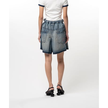 Maison MIHARA YASUHIRO : Kids Sticker Printed Denim Gather Shorts