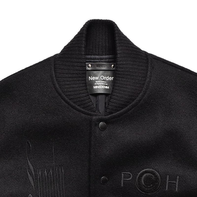 MINEDENIM Wool Melton Leather スタジャン 3 MINEDENIM - New Order “Republic” Wool Melton & Leather Varsity JKT