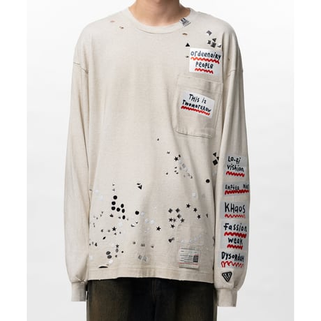 Maison MIHARA YASUHIRO :Embellished Sticker Long Sleeve T-shirt