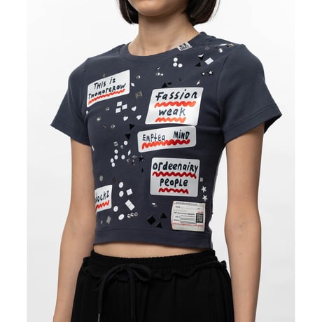 Maison MIHARA YASUHIRO : Embellished Sticker Mini T-shirt