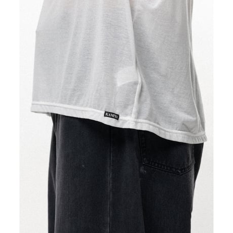 KAMIYA : Typography Print Sheer Jersey Sleeveless T-shirt